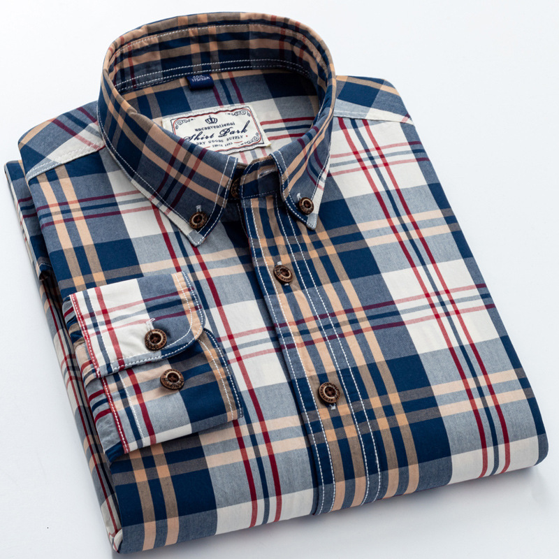 New Clothing Designed By Luxury Brand Designers For Men's Pure Cotton Checkered Long Sleeved Shirt Spring All Cotton Casual Shirt Korean Version 