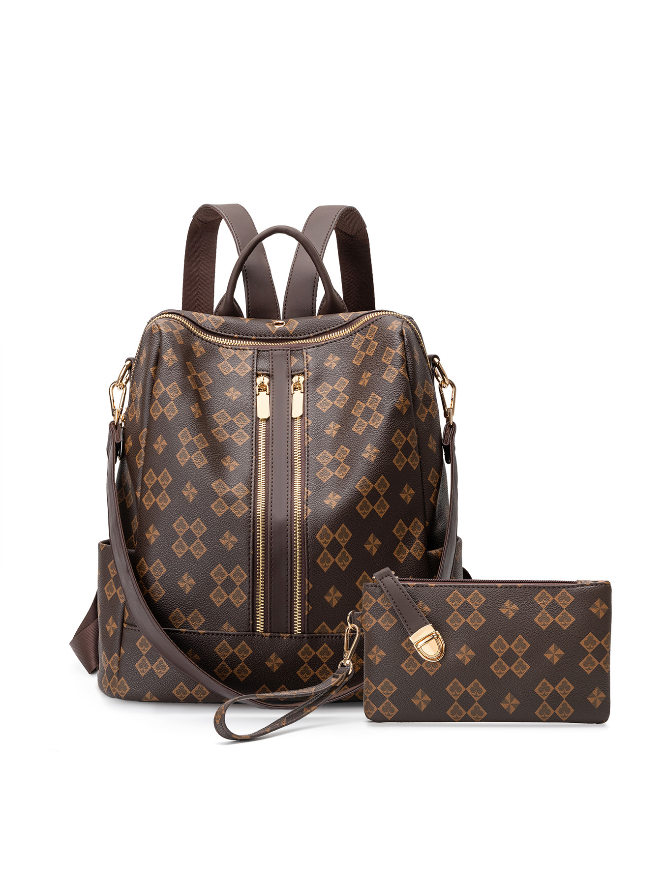 Lacel Urwebin Retro Composite rucksack Female Style Travel Bag Printed Large Capacity Check Pattern Backpack