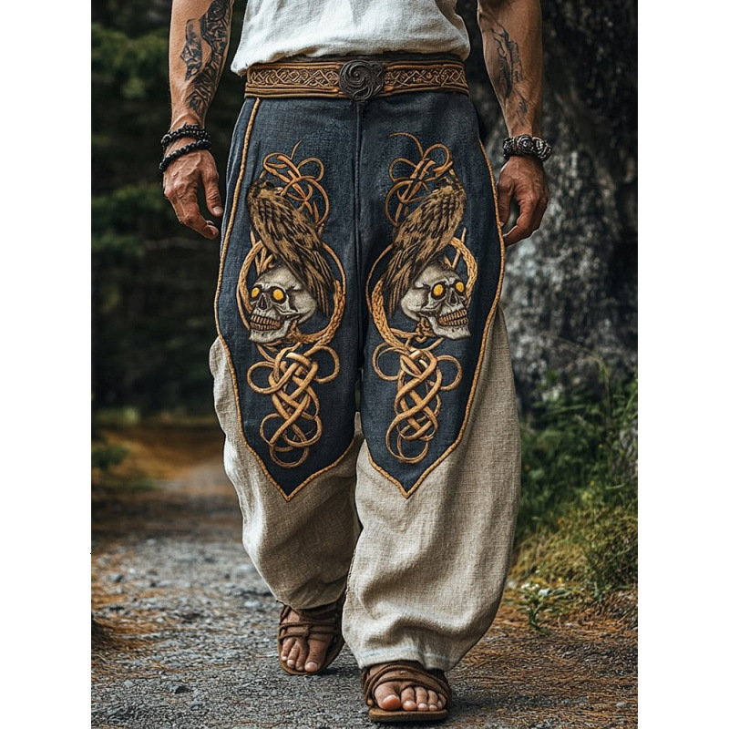 Luxury Brand Designer Clothes European And American Casual Fashion Loose Linen Wide-Leg Long Pants Digital Print Various Patterns Item No. CK