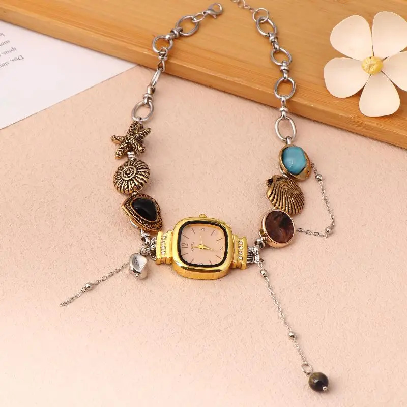 Fashion Punk Watch Pendant Necklace For Women Retro Elegant Trendy Choker Exaggerated Party Jewelry Accessories Gift 260109 - view 3