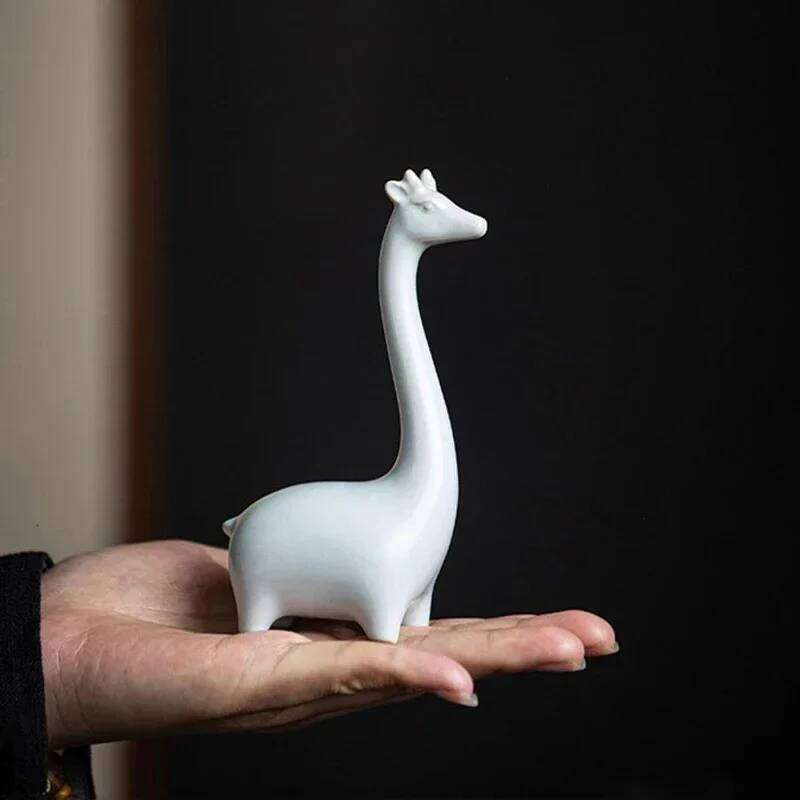 Elephant Mini Ceramic Figurine Desktop Animal Sculpture Modern Minimalist Decorative Ornaments for Home Office Decor