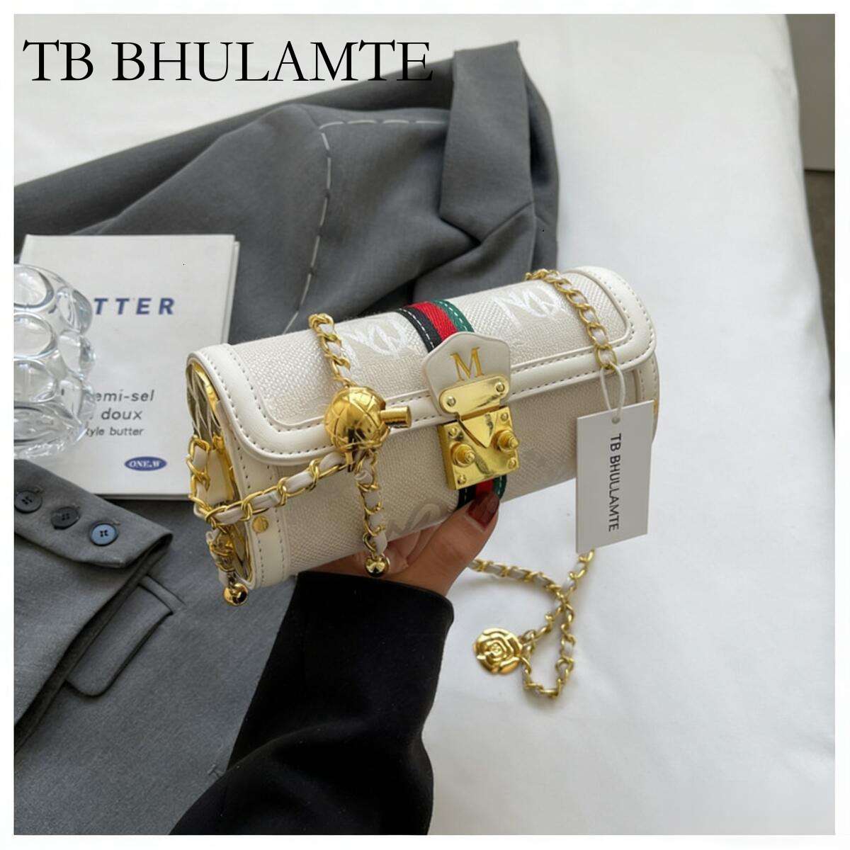 TB BHULAMTE Luxury Brand Designer Bag High-End Stylish Small Bag 2023 New Fashion Versatile Chain Crossbody Bag Niche Texture Shoulder Cylinder Bag