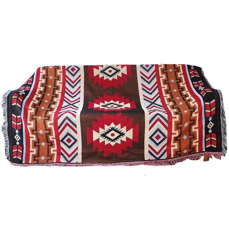 Towel Geometric Thread Sofa Cover Retro Style Full Outdoor Camping Picnic Office Leisure Blanket