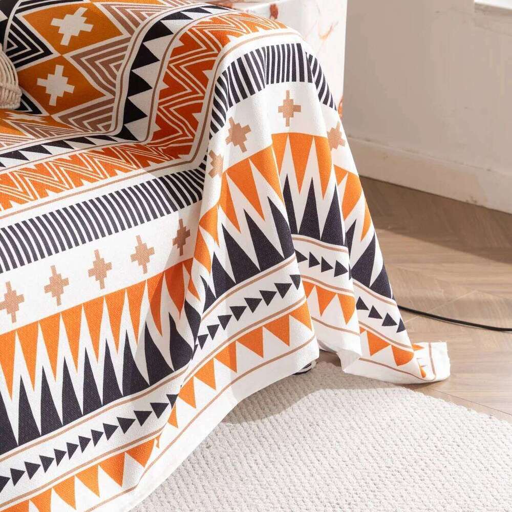 1 Bohemian Style Printed Towel, Living Room Sofa Cover, Wave Soft Pet Friendly Multifunctional Protector, Blanket Cushion