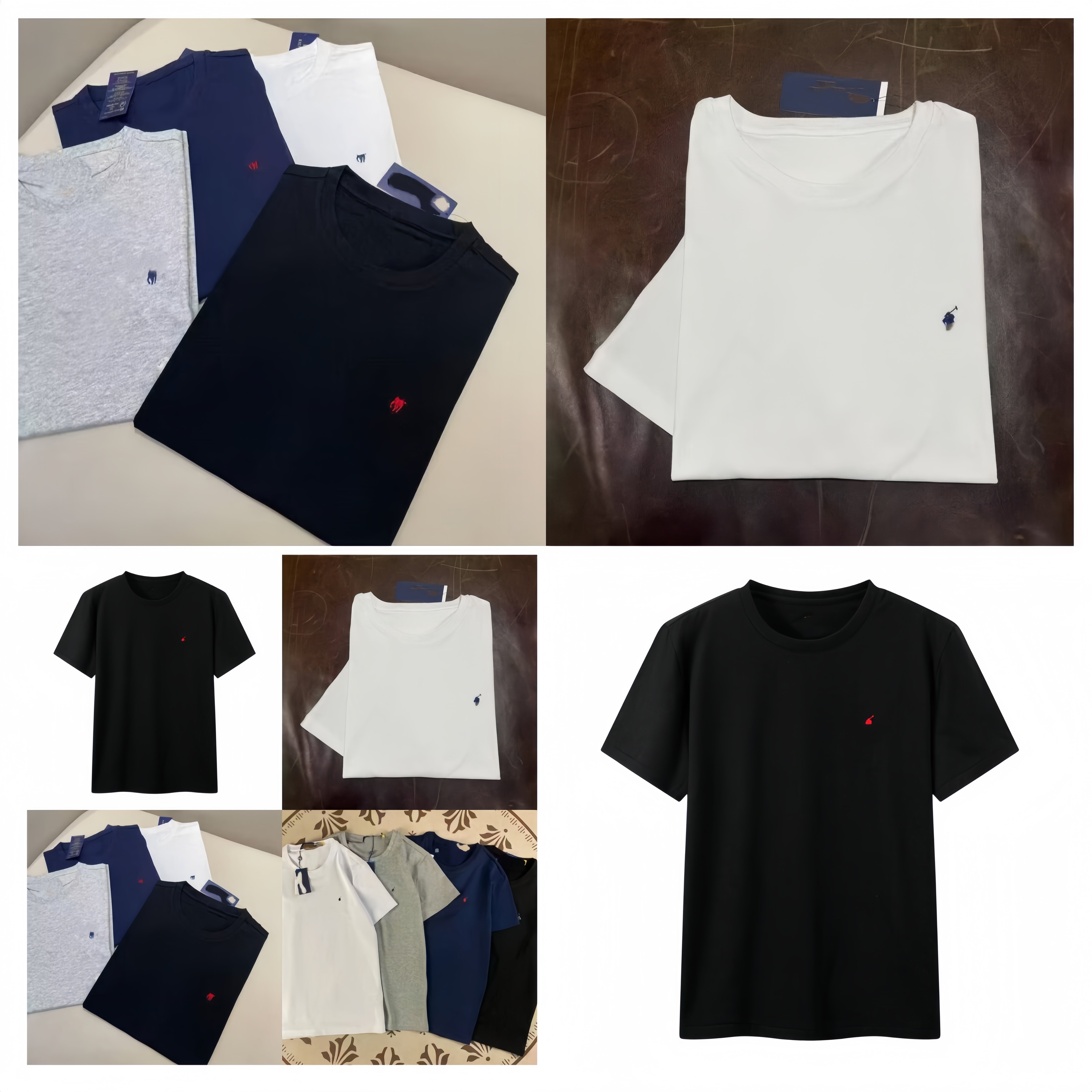 With Logo RL Luxury Cotton T Shirt Girl Lady Boy Tee Designer Embroidery Horse USA Brand 220g -230g Student Summer Women Woman