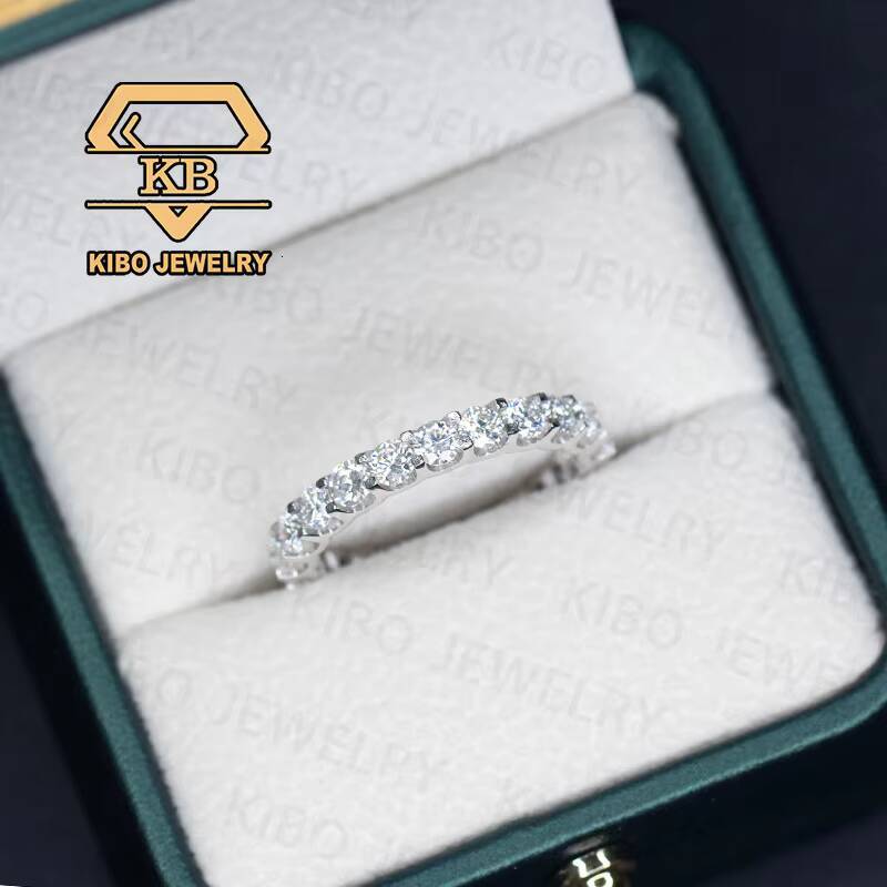 Certificated D Color Excellent Moissanite 2mm 3mm 4mm 925 Sterling Silver Moissanite Wedding Rings Eternity Band Ring