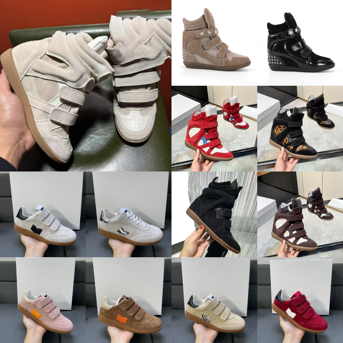 size 35-45 deisgner Brand Hot Sale-Black Genuine Leather winter boots Bekett Leather-Trimmed Suede Wedge Sneakers Fashion Show New Shoes