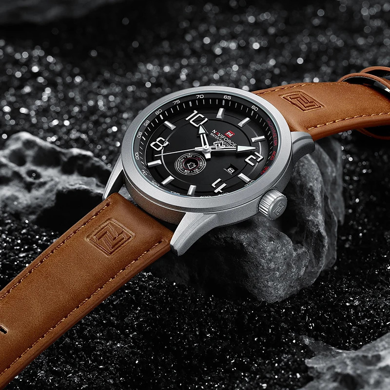 NAVIFORCE Trend Casual Wristwatch for Man Military Sports Water Resistant Leather Strap Mens Clock Quartz Calendar Male Watches 260114