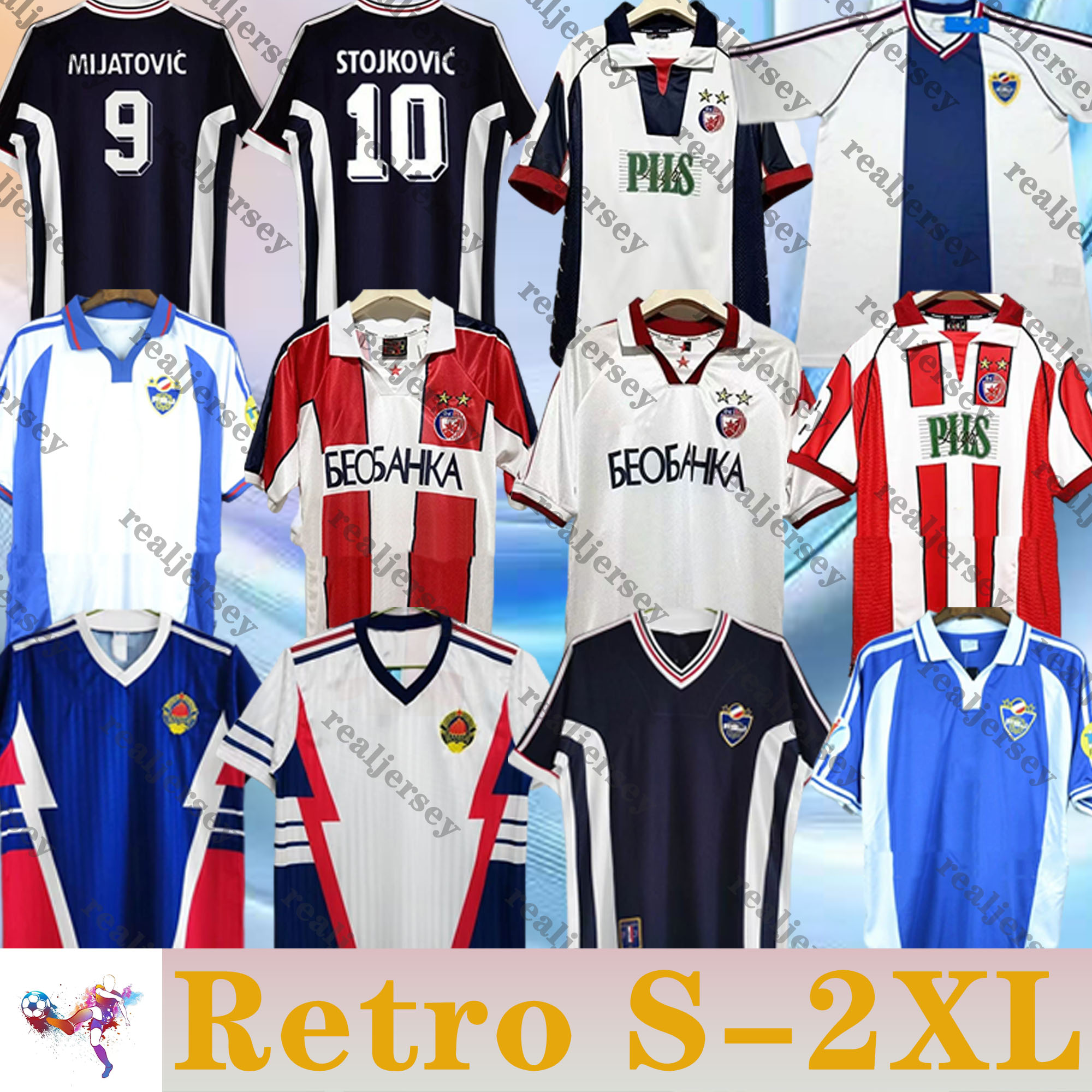 1990 1991 1998 2000 Yugoslavia retro soccer jersey 98 00 01 Mijatovic Mihajlovic Stankovic Jugovic Stojkovic SAVICEVIC vintage classic men Uniforms football shirt
