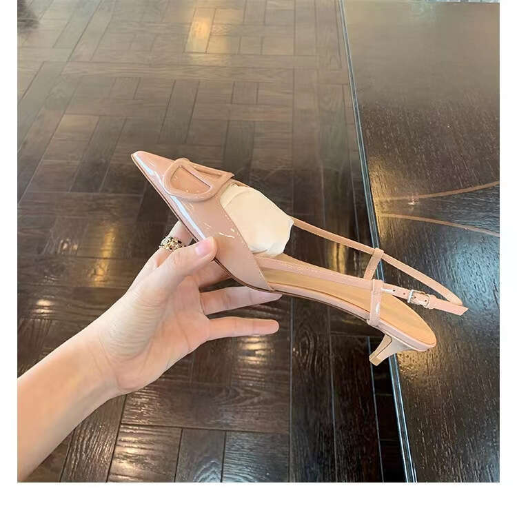 Women's Single Shoes 2026 New Summer Versatile Fashion Pointed Mid Shallow Mouth Closed Toe Stiletto Backless High Heel Sandals