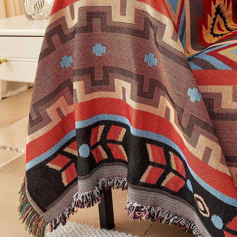 1Pc Cover Dustproof Bohemia Sofa Blanket, Four Seasons Universal, Double Face Usable, Living Room, Home Decor