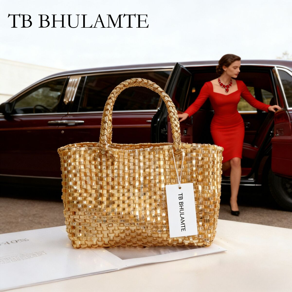 TB BHULAMTE Women's Tote Bag, Handbag, Handwoven Shoulder Bag, Fashionable Underarm Bag, Woven Handcrafted Work Commuter Bag, Ideal for Daily Cas