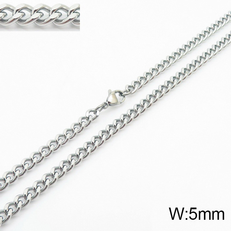 Stainless Steel Cuban Chain Necklace for Men Women Grinding Chain Sports Jewelry Accessories Wholesale