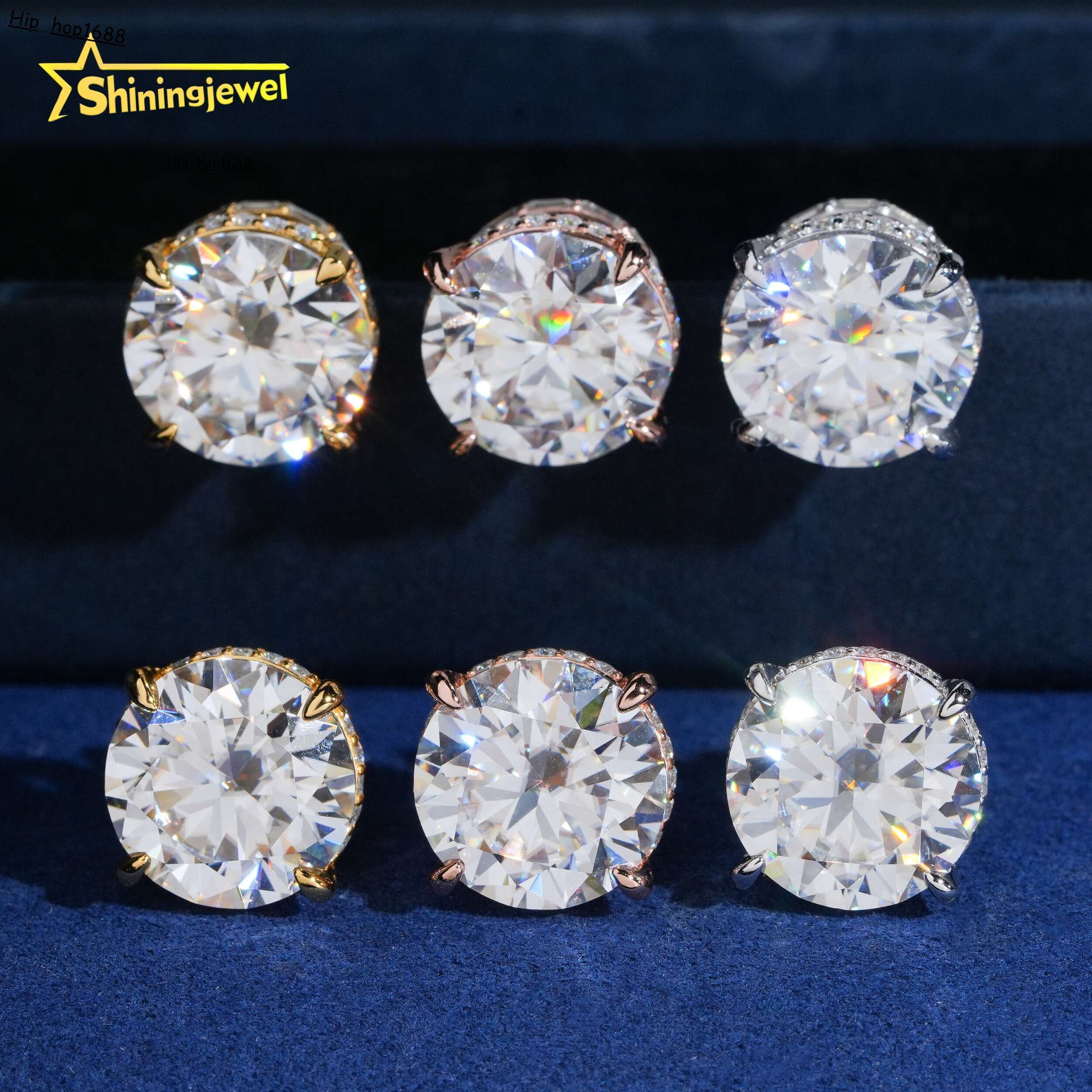 Custom Luxury Earrings for Women Big Size 13mm 925 Silver Moissanite Stud Earrings GRA Fashion Jewelry Earrings