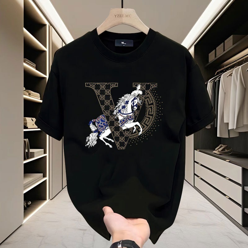 Luxury Brand Designer Clothing American Style Fashion Brand INS Pure Cotton Men's Printed Short Sleeve T-shirt Summer New Arrival Unisex Round Ne