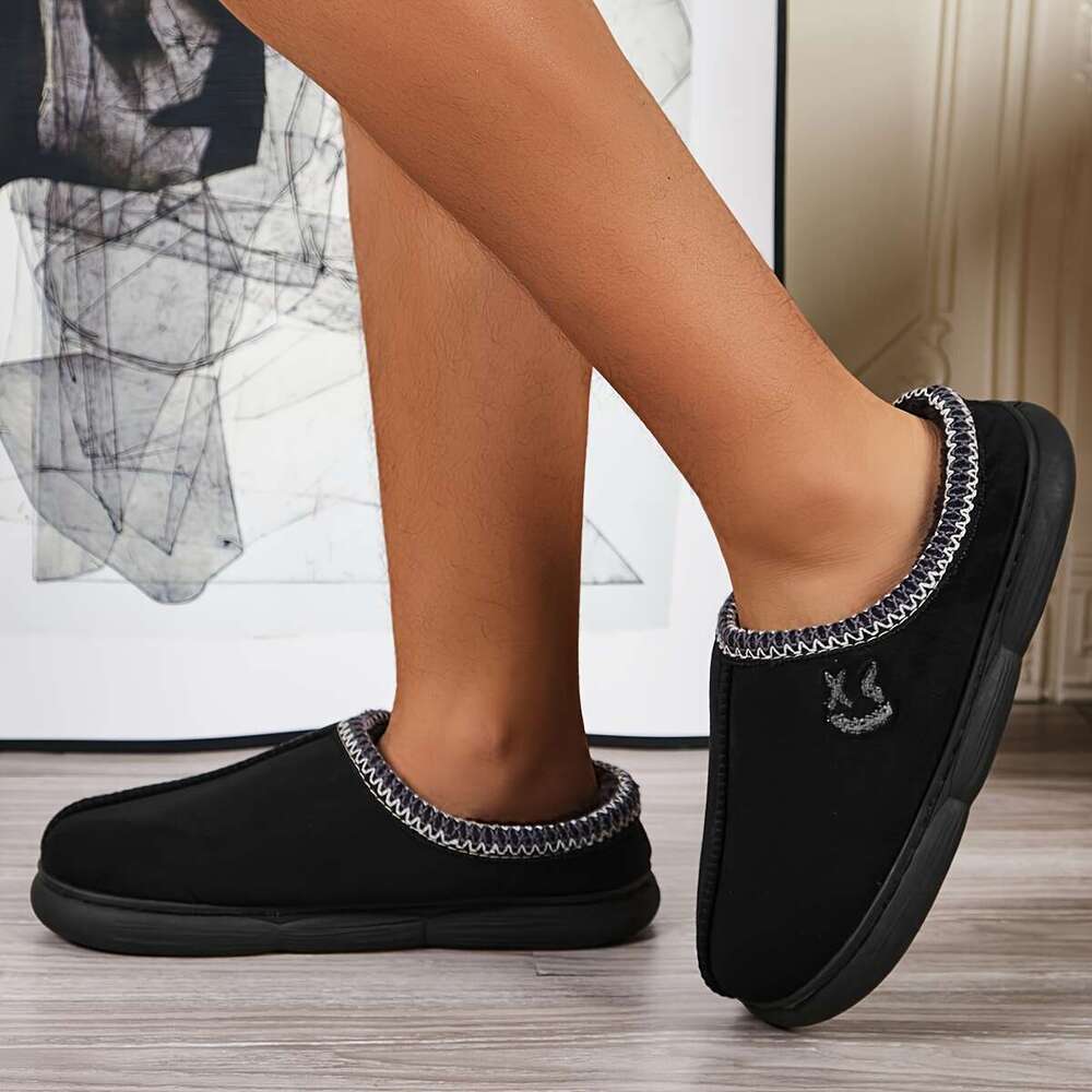 Men S Plus Size Autumn Winter Plush Lined Slippers Comfortable And Warm Non Slip Thick Sole Indoor Comfort - view 5