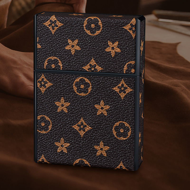 2026 New 20 Cigarette Case Vintage Leather Pattern Ultra Thin Flip Top Moisture Proof Case Universal for Soft & Hard Packs Wholesale For Men Gift