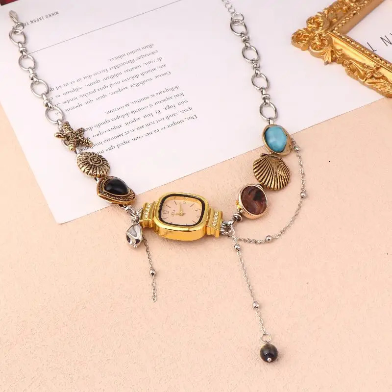 Fashion Punk Watch Pendant Necklace For Women Retro Elegant Trendy Choker Exaggerated Party Jewelry Accessories Gift 260109 - view 5
