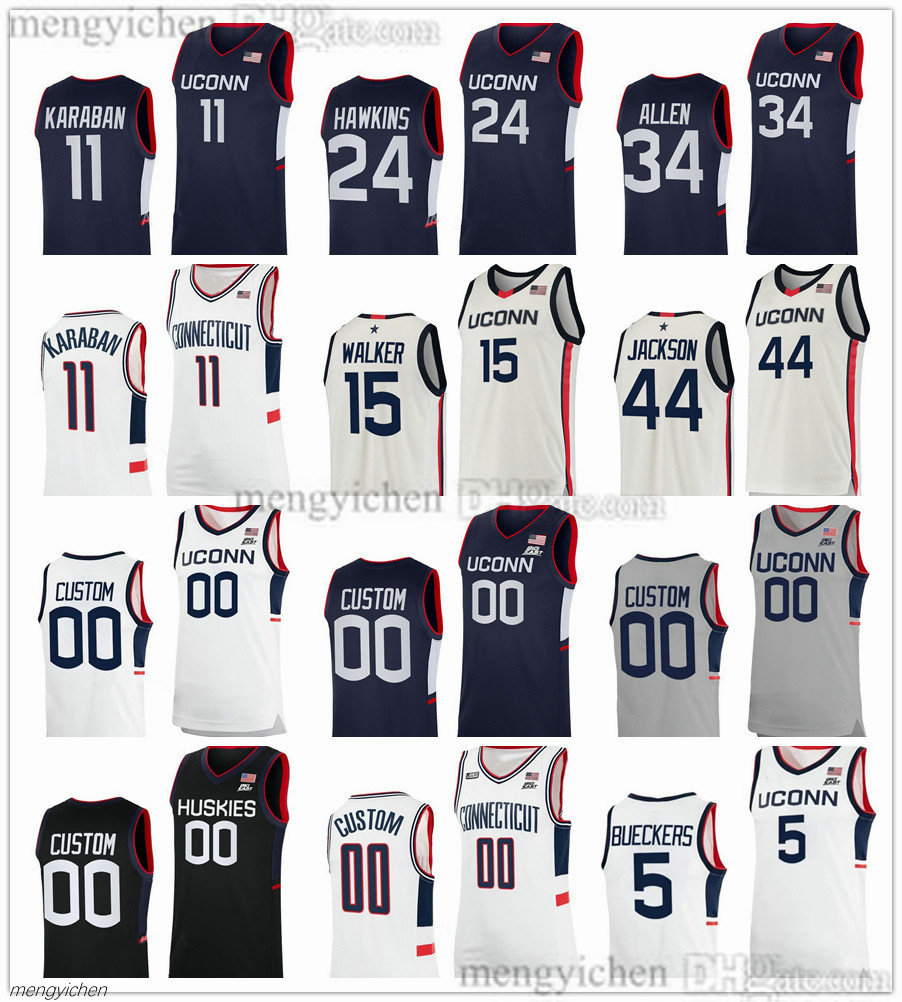 2026 Men's UConn College Huskies Basketball Jersey 11 Alex Karaban 5 Tarris Reed Jr. 1 Solo Ball 2 Silas Demary Jr. 12 Eric Reibe 24 Braylon Mullins 3 Jaylin Stewart Printed