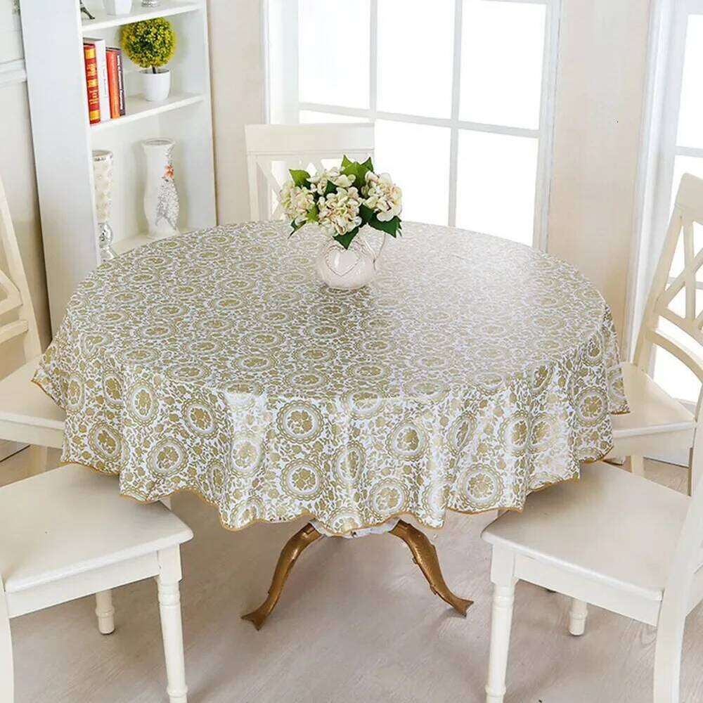Waterproof Tablecloth Heat-Resistant Round Retro Cloth Wedding Kitchen Dining Desk Moroccan Table Coat Cover 150/180cm