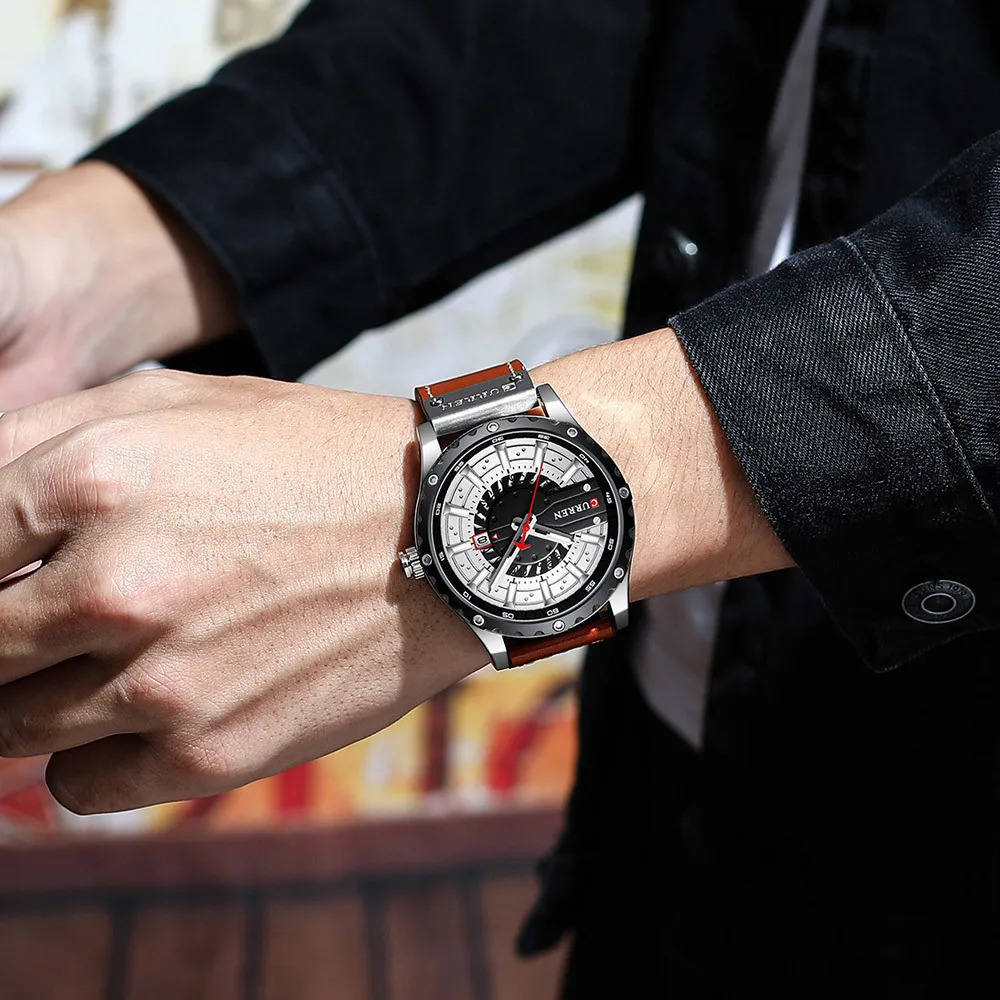 Calendar watch simple business Watches Fashion Leather Wristwatch Casual Quartz Mens Watch Chic Luminous hands Clock 260114