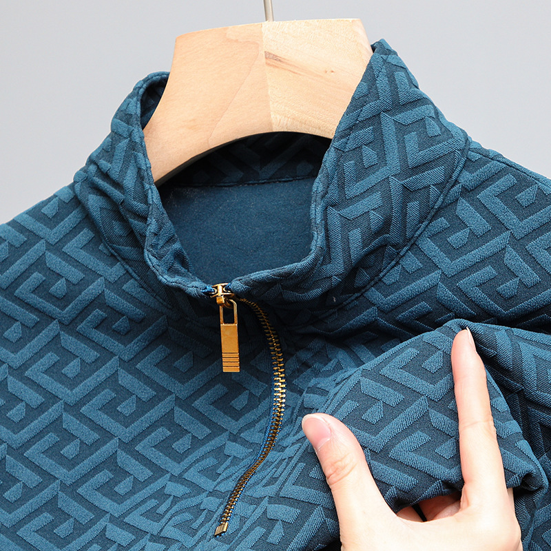 2025 Autumn Designer Clothes Luxury Brand New Men's Long Sleeve Shirt Solid Color Stand Collar Half Zip Loose Thin Casual Men's Base Shirt