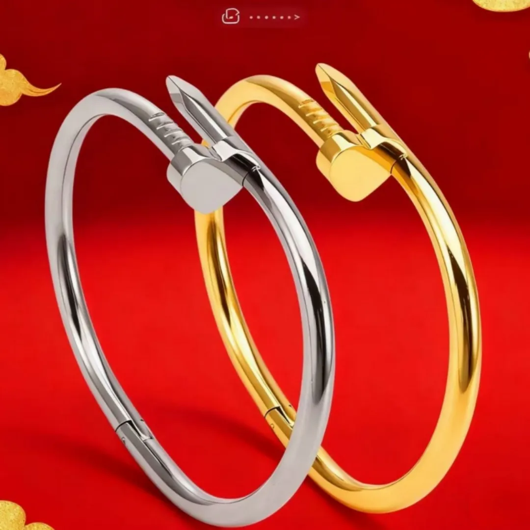 Designer Nails Bracelet Gold Jewelry Luxury Cuff Bracelets Silver luxury screw Bracelets Size 17,19,21CM luxury jewelry for Women Men Valentines Day Gift