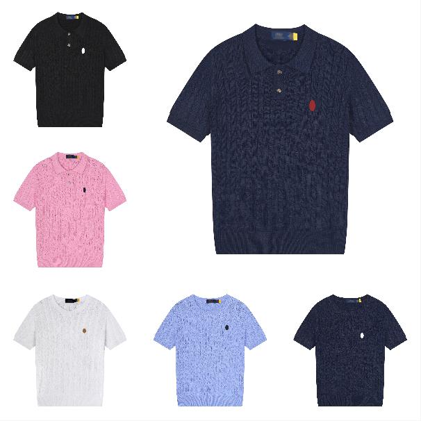 Designer Pony Men's Knitted Shirt, Short-sleeved, Embroidered, Pure Cotton, Polo Neck, Round Neck, V-neck