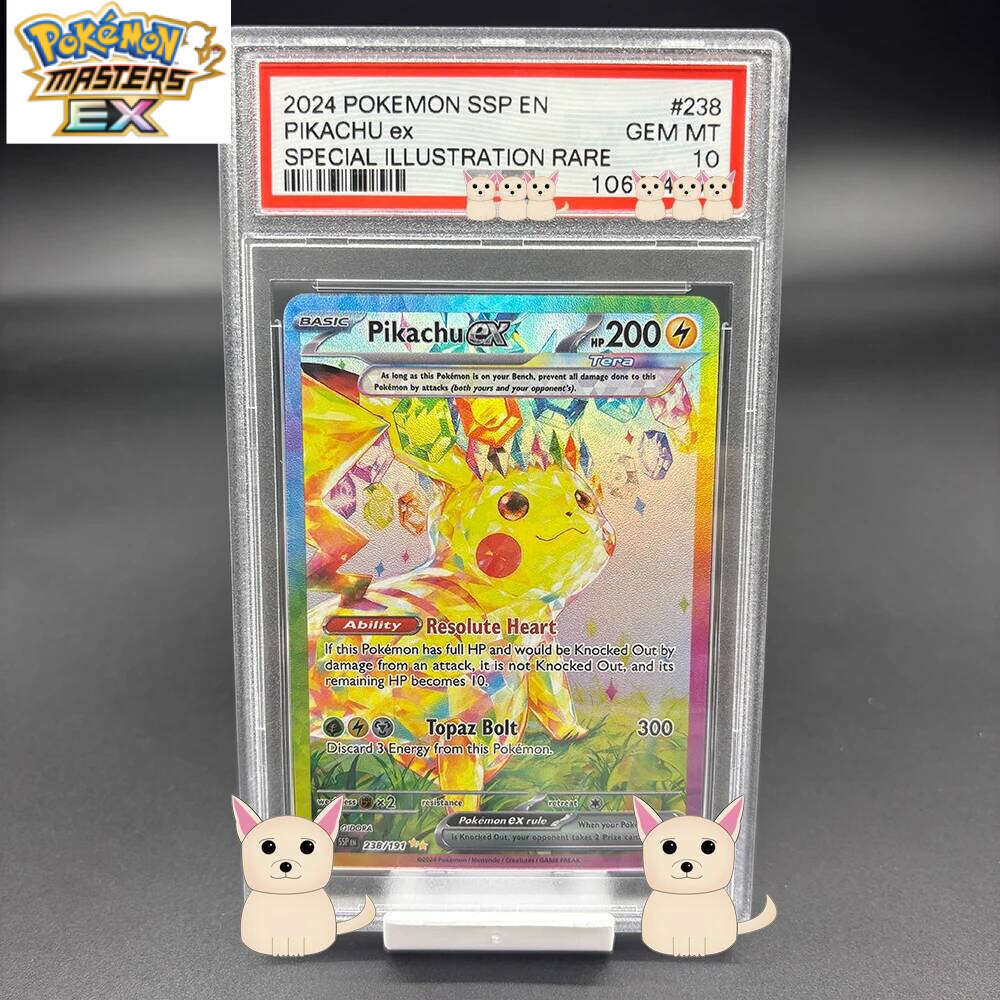 DIY 2024 PTCG SSP EN PIKACHU ex Collection Copy 10Points Rating Anime Game Card Gift L260114