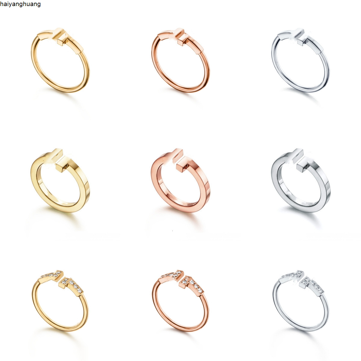 Band Rings Band Rings Women Dia Designer Mens Double T Open Love Wedding 2 Gold Ring Popular Fashion Classic High Quality Jewelry