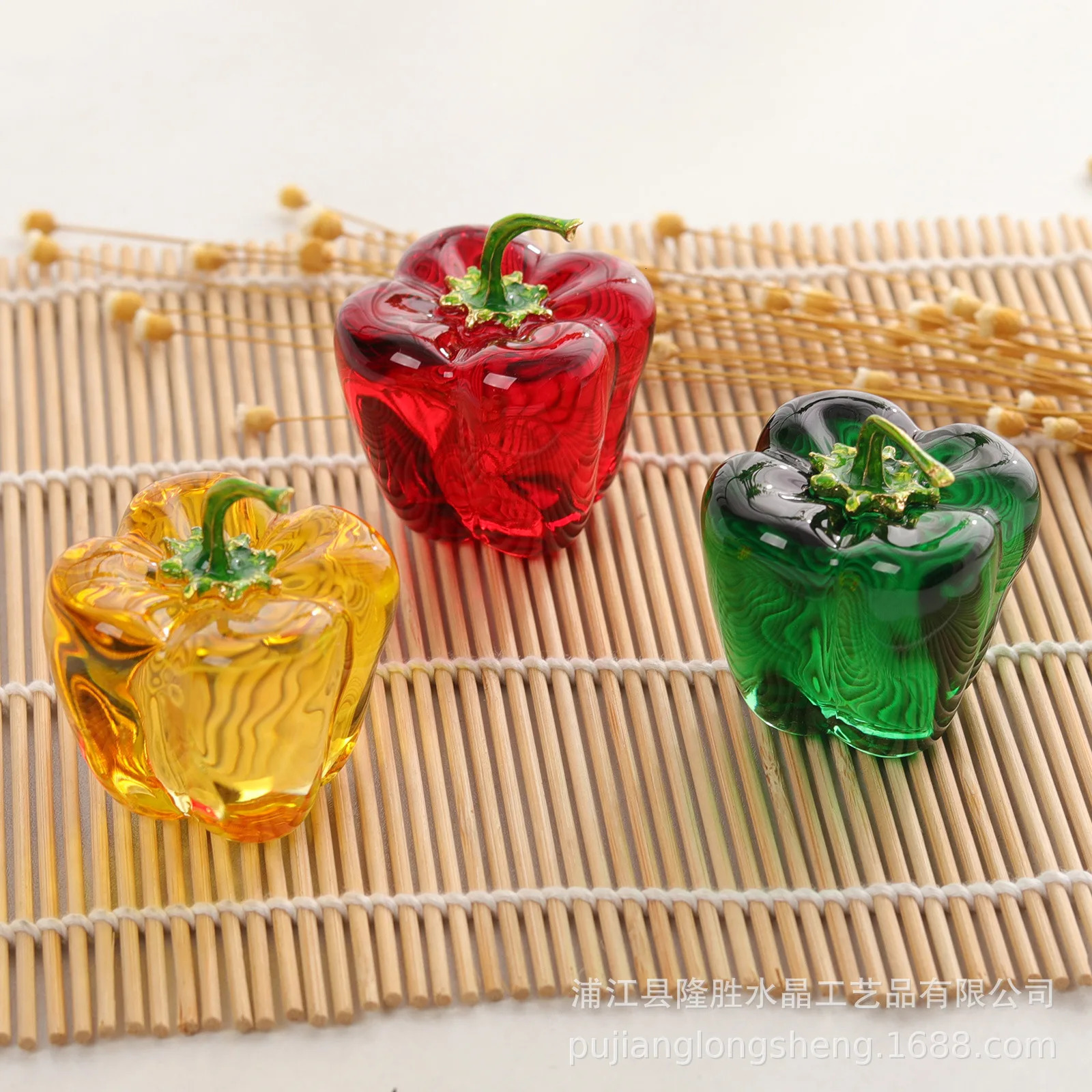 Green Pepper Ornaments Coloured Glaze Decoration Glass Home Decor Crystal Quartz Gift Souvenir Chili Figurine Collectible 260114 - view 4