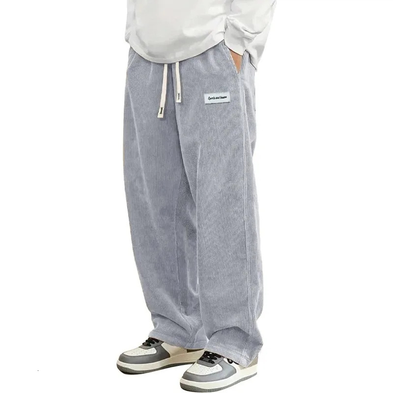 Mens Corduroy Casual Pants Fashion Loose Fit Baggy Pants Straight Sweatpants Elastic Waist Drawstring Outdoor Streetwear 260114 - view 4