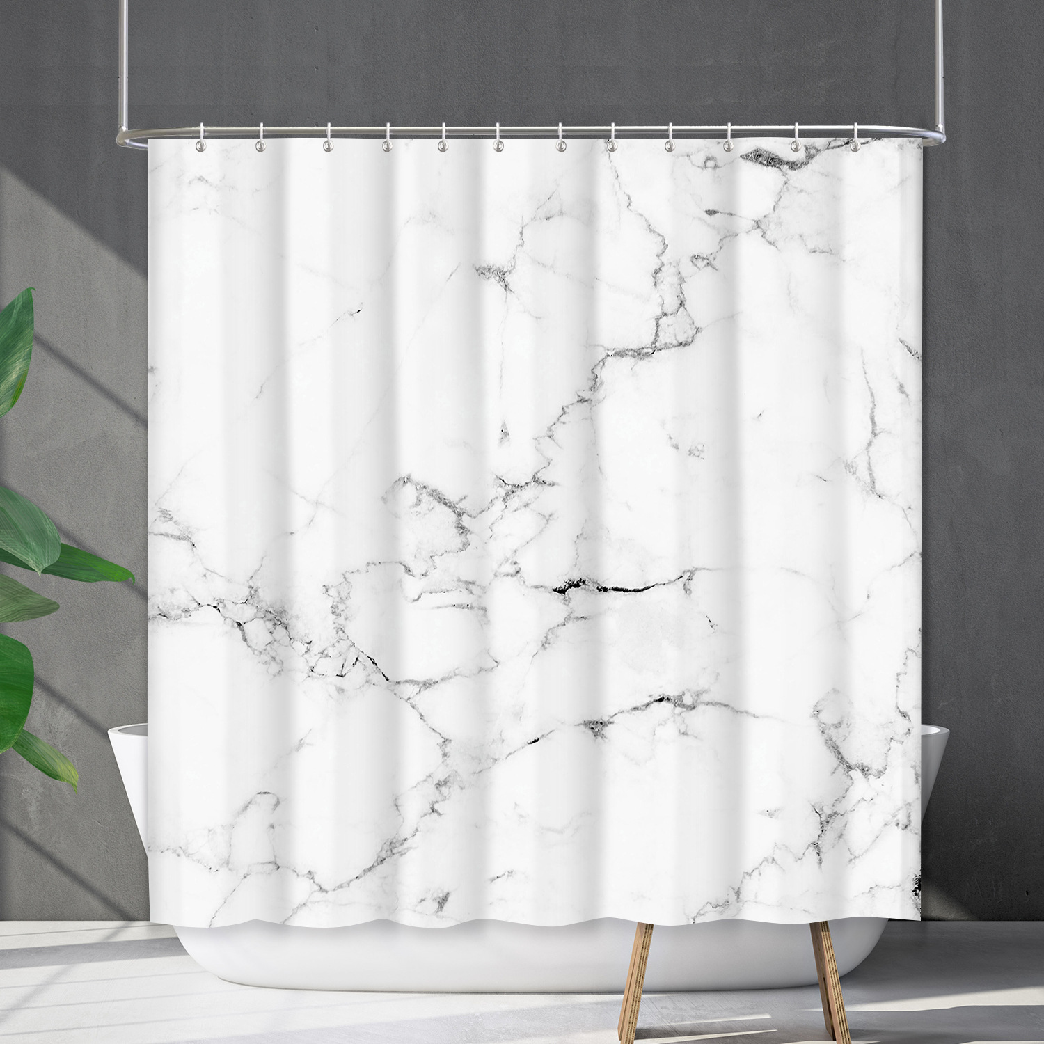 YL-38167 Waterproof Shower Curtain Cover, Abstract Farmhouse Marble Curtain, Shower Cover, No Drill Required
