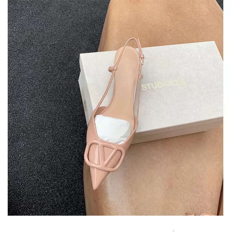 Women's Single Shoes 2026 New Summer Versatile Fashion Pointed Mid Shallow Mouth Closed Toe Stiletto Backless High Heel Sandals