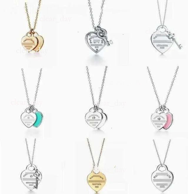Women Tiffanybag Necklaces Pendant New Designer Love Heartshaped Gold Silver S925 Earrings Wedding Engagement Gifts Fashion Tiffiney And Co Jewelry Necklac 52a