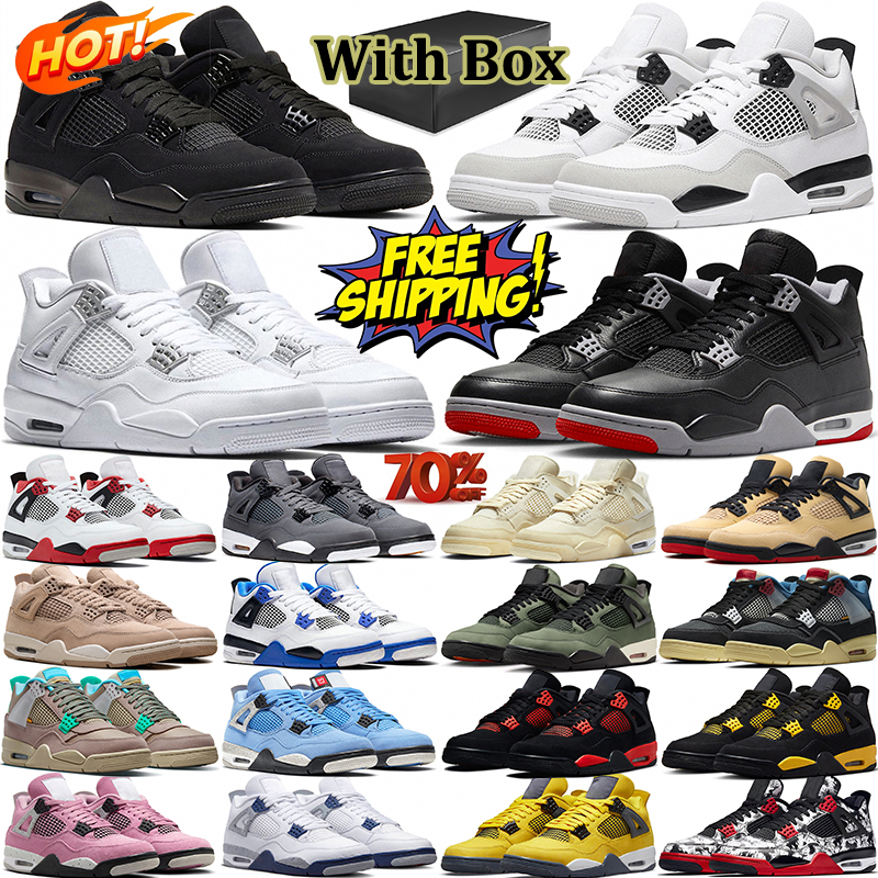 free shipping 4 with box designer 4s basketball shoes men women outdoor leather mesh outfit comfortable trainers sports sneakers black silver red