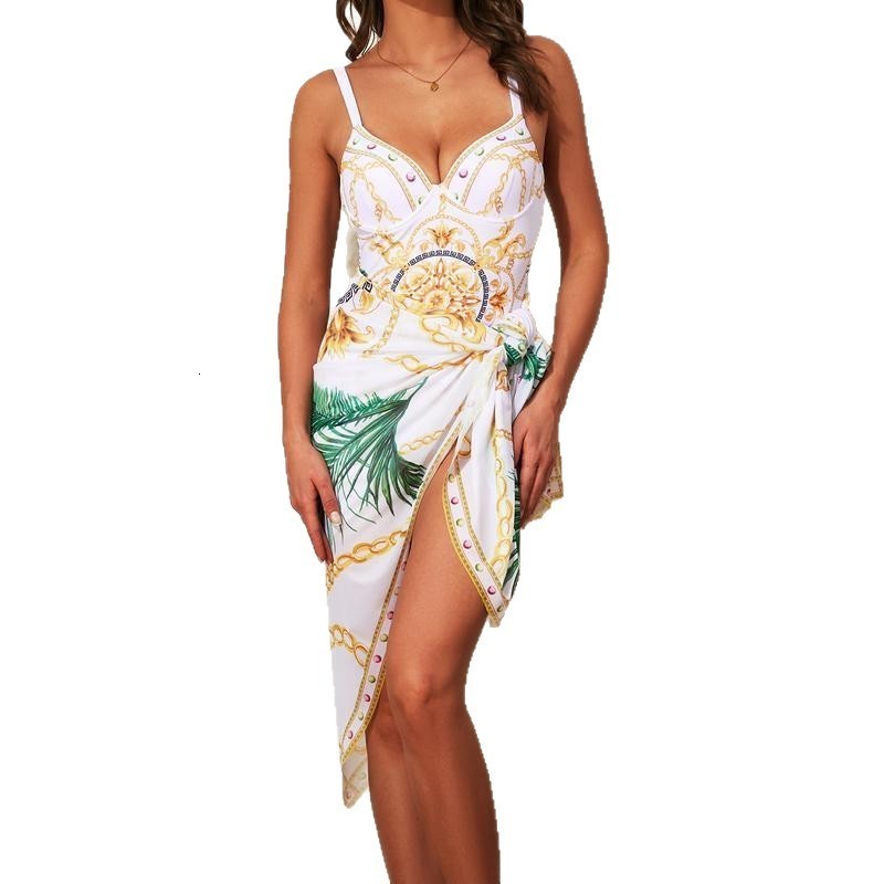 Push Up One Piece Swimsuit With Cover Up Sexy Swimwear Women Printed Swim Suits Female Bikinis Sliming Bodysuit Beachwear 250106