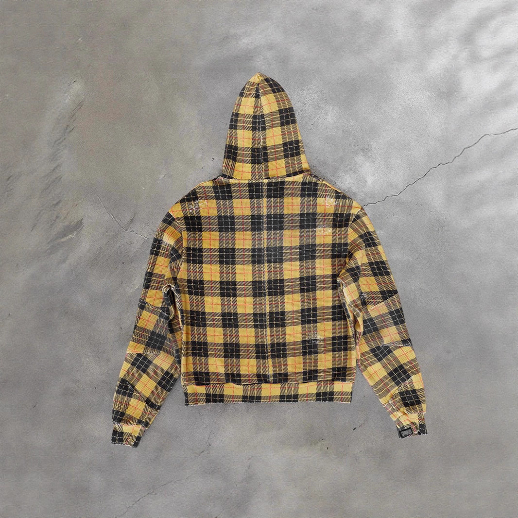 Clothing Men's Hoodies Luxury Designer Clothes European American Style Fashion Casual Vintage Trendy Plaid Zipper Hooded Sweatshirt Daily Outfit - view 5