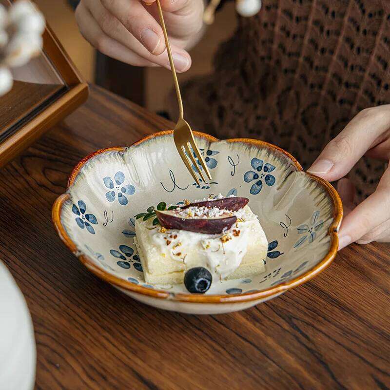 Flower Shaped New Good looking Fruit Dessert Ceramic Side Dishes Plate Tableware Household Party