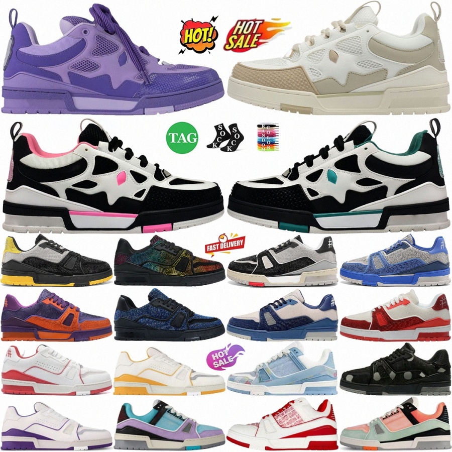 Trainer designer shoes sneakers mens shoe White Black Grey Signature Purple Teal Metallic Green Beige Blue Patchwork Red Takashi Murakami Comic Motifs e0JT#