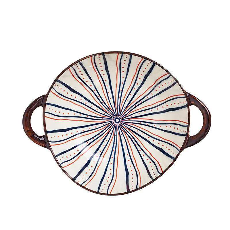 Kitchen utensils Ceramic Handled Soup Bowl Large Noodles Dish Household Kitchenware For Restaurant Outdoor Picnic Living Room Dining Microwave Safe Ve