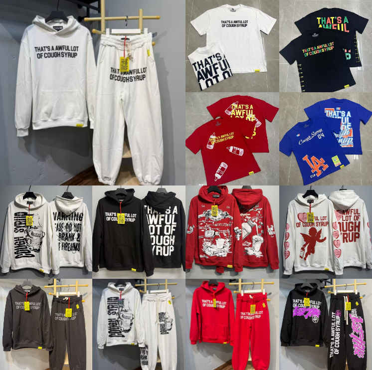 Awful lot of Caugh Syrup Mens Hoodie Designer Men Shirt Caugh Syrup Hoodie Loose T-shirt letter Print Hoodie Autumn and winter men pants