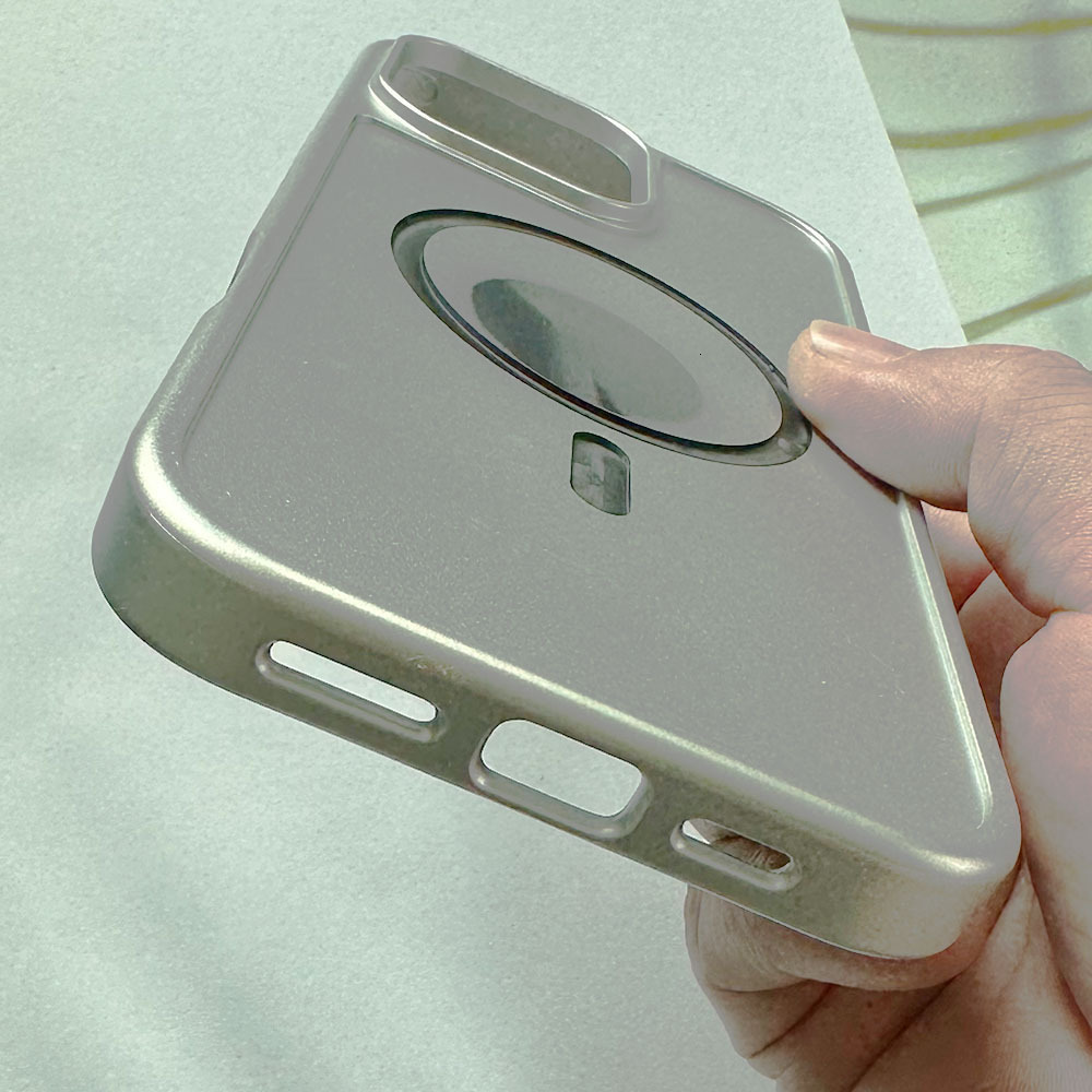 silver Apple 17pro Magnetic Glass Phone Case Material Wholesale Matte Protective Cover iPhone 15promax