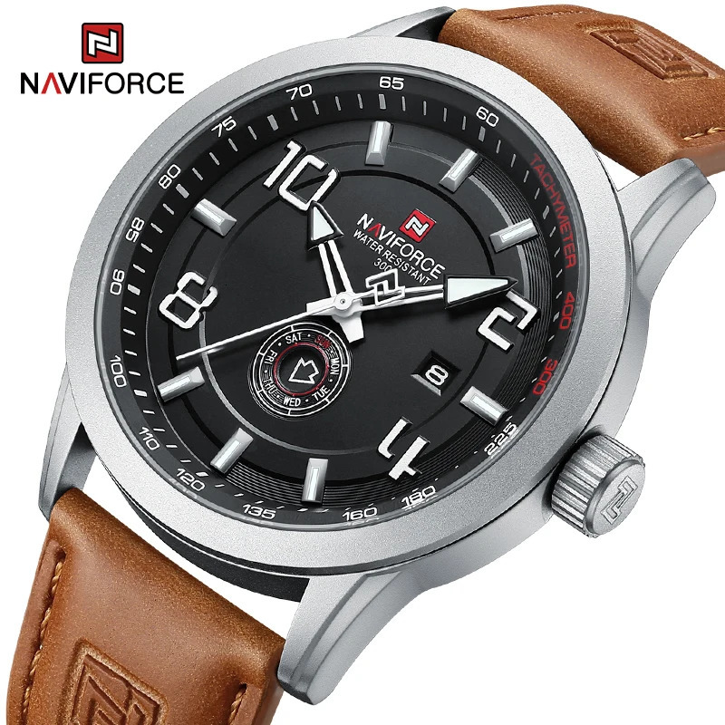 NAVIFORCE Trend Casual Wristwatch for Man Military Sports Water Resistant Leather Strap Mens Clock Quartz Calendar Male Watches 260114