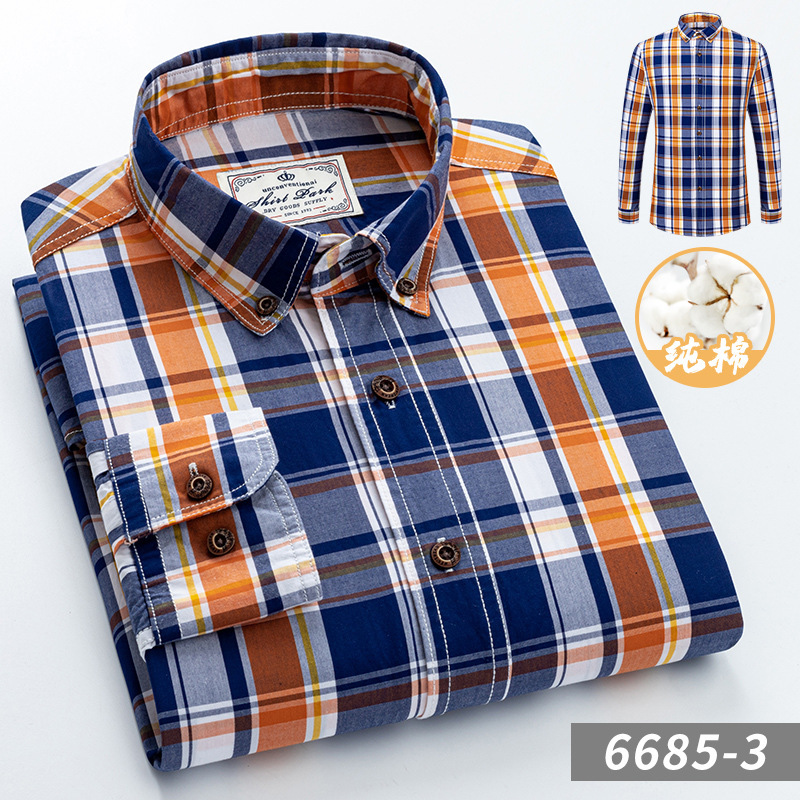 New Clothing Designed By Luxury Brand Designers For Men's Pure Cotton Checkered Long Sleeved Shirt Spring All Cotton Casual Shirt Korean Version 