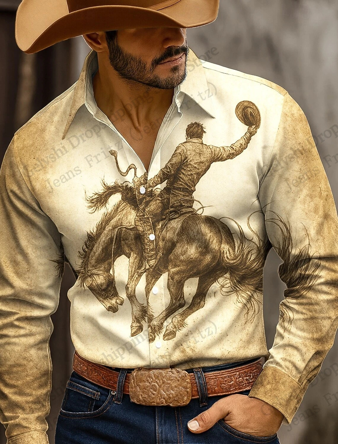 Mens Aztec Vintage Ethnic Long Sleeve Shirt Western Cowboy 3d Print Shirt Men Women Fashion Casual Formal Shirt Button Up Blouse 260109