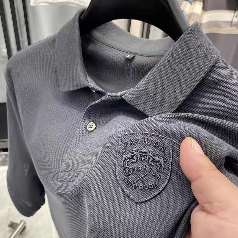 Luxury Brand Designer Clothes Guangzhou Thirteen Lines Mens Summer Short Sleeve Polo Shirt Half Sleeve T-Shirt Breathable Pique Cotton Embroidery Plus