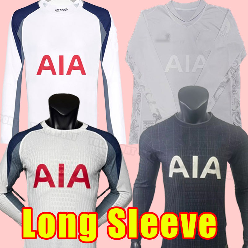 Long sleeve 25 26 SON Tottenham kit Soccer Jerseys 2025 2026 Football shirt LUCAS HOjbjerg ROMERO KULUSEVSKI BENTANCUR KANE RICHARLISON NDOMBELE Home fans player