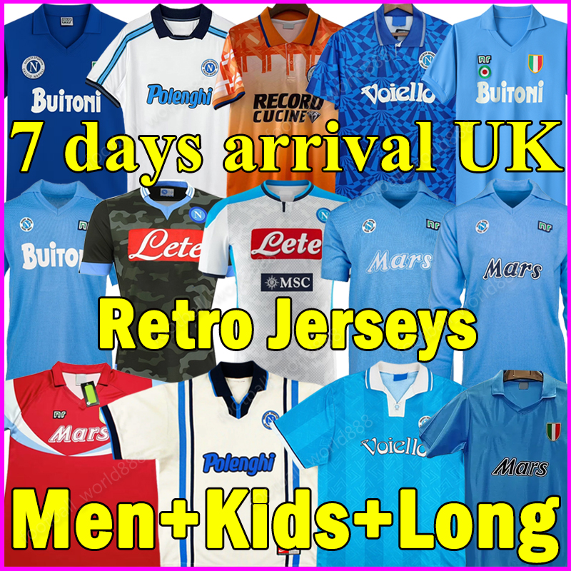 4XL SSC Napoli 86 87 Retro Soccer Jerseys MARADONA 1988 89 Naples 1990 91 Football Shirts ZOLA 1993 94 1998 99 football kits 13 14 19 20 Men Kids Kit Socks Sets