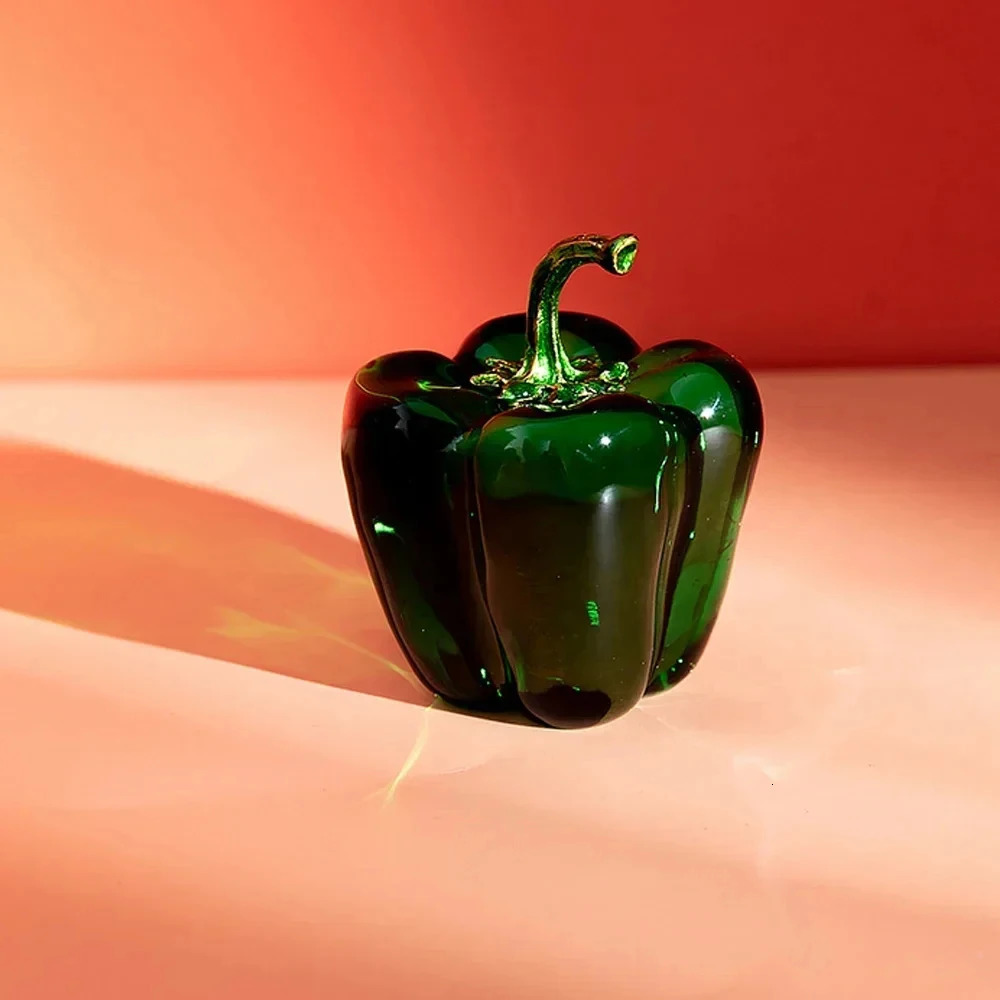 Green Pepper Ornaments Coloured Glaze Decoration Glass Home Decor Crystal Quartz Gift Souvenir Chili Figurine Collectible 260114 - view 5